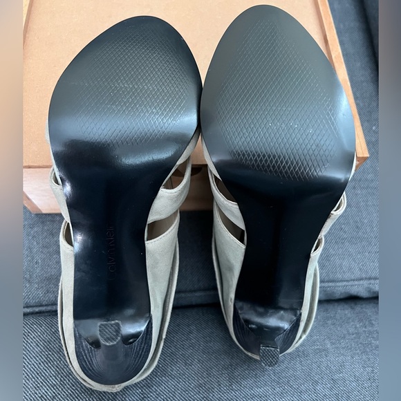 Calvin Klein Patrish Elegant Gray Suede Peep-Toe Heels - Picture 6 of 6